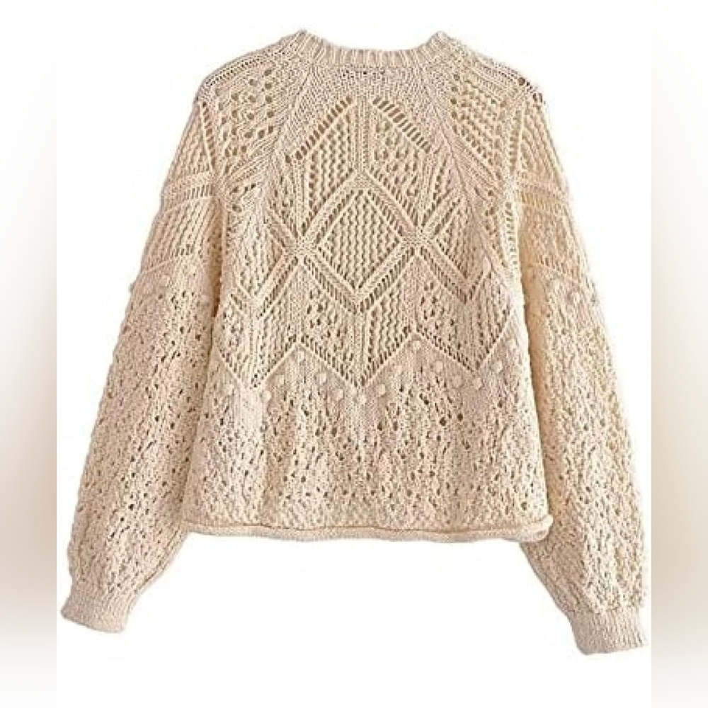 Forever 21 Pink Crochet Balloon Sleeve Top XS Like New - Picture 3 of 11